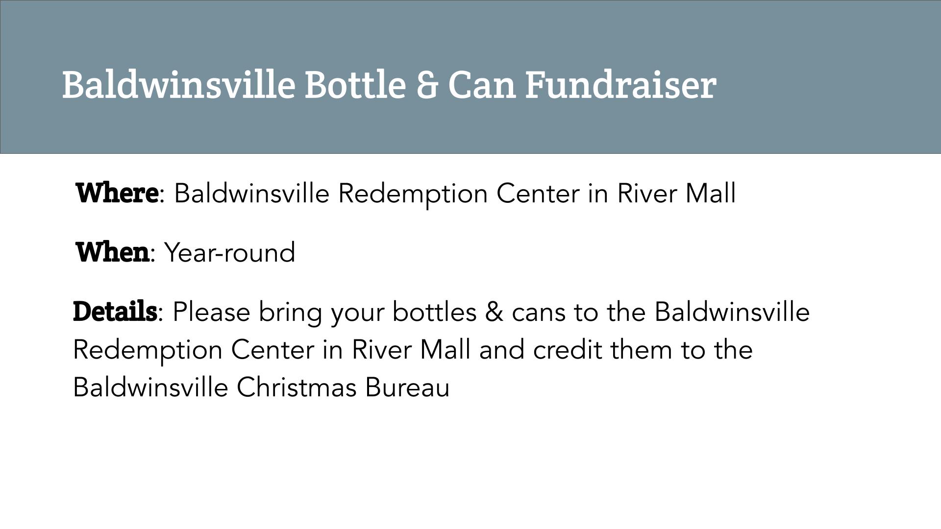 Baldwinsville Bottle & Can Fundraiser