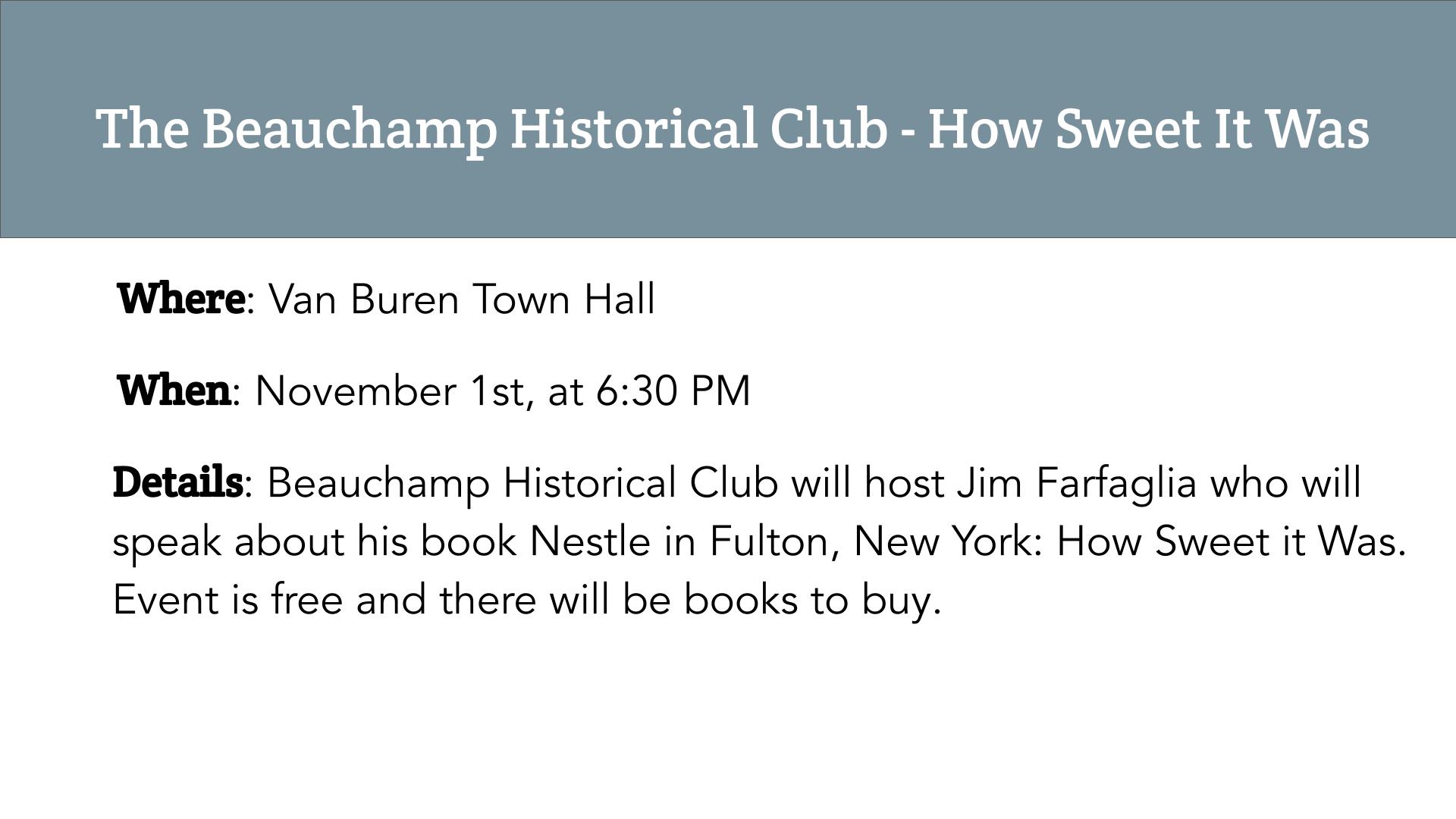 Beauchamp Historical Club - How Sweet it Was
